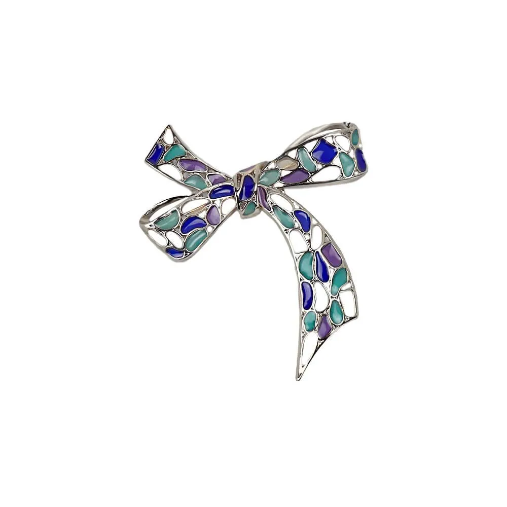 Alloy Hollow Enamel Oil-Drop Bow Brooch