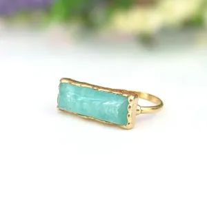 Amazonite Gold bar ring