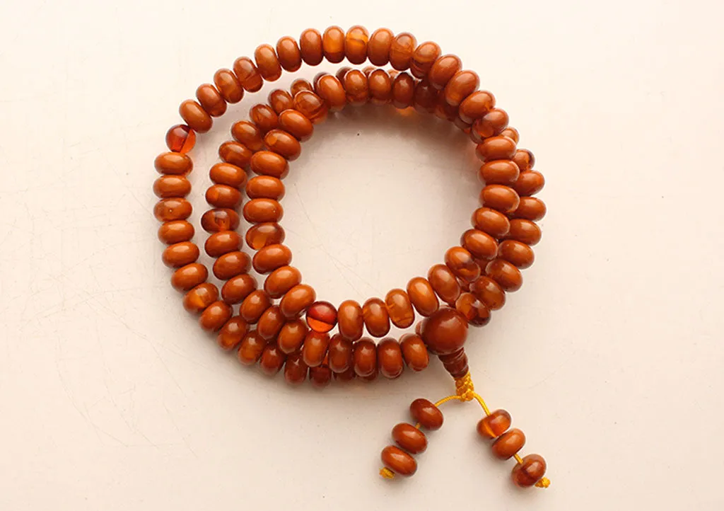 Amber Flat Beads Meditation Mala