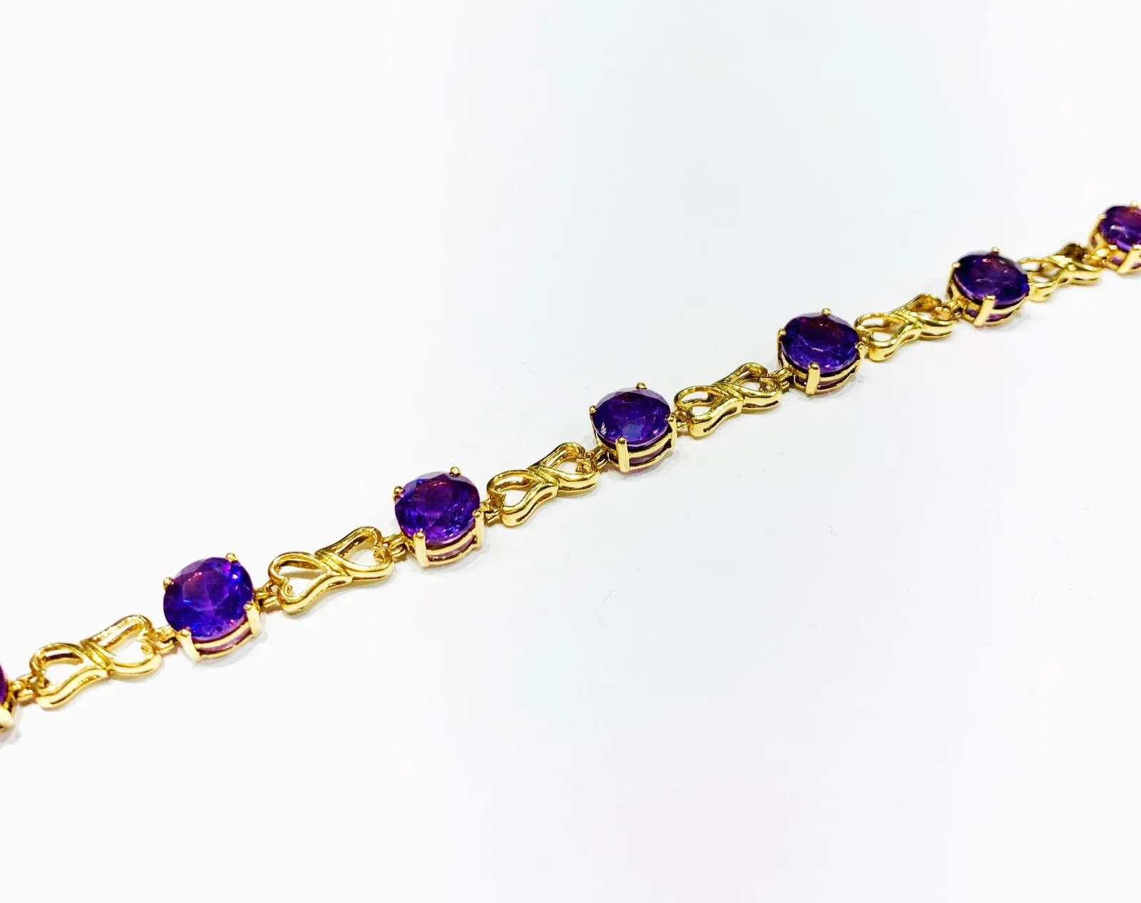 Amethyst & Intertwined Heart Bracelet (14K)