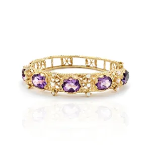 Amethyst & Pearl Bangle Bracelet (14K)