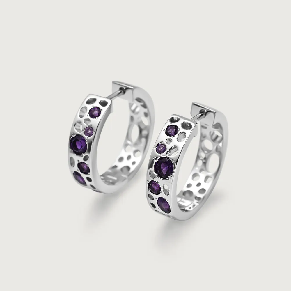 Amethyst Lattice Hoop Earrings