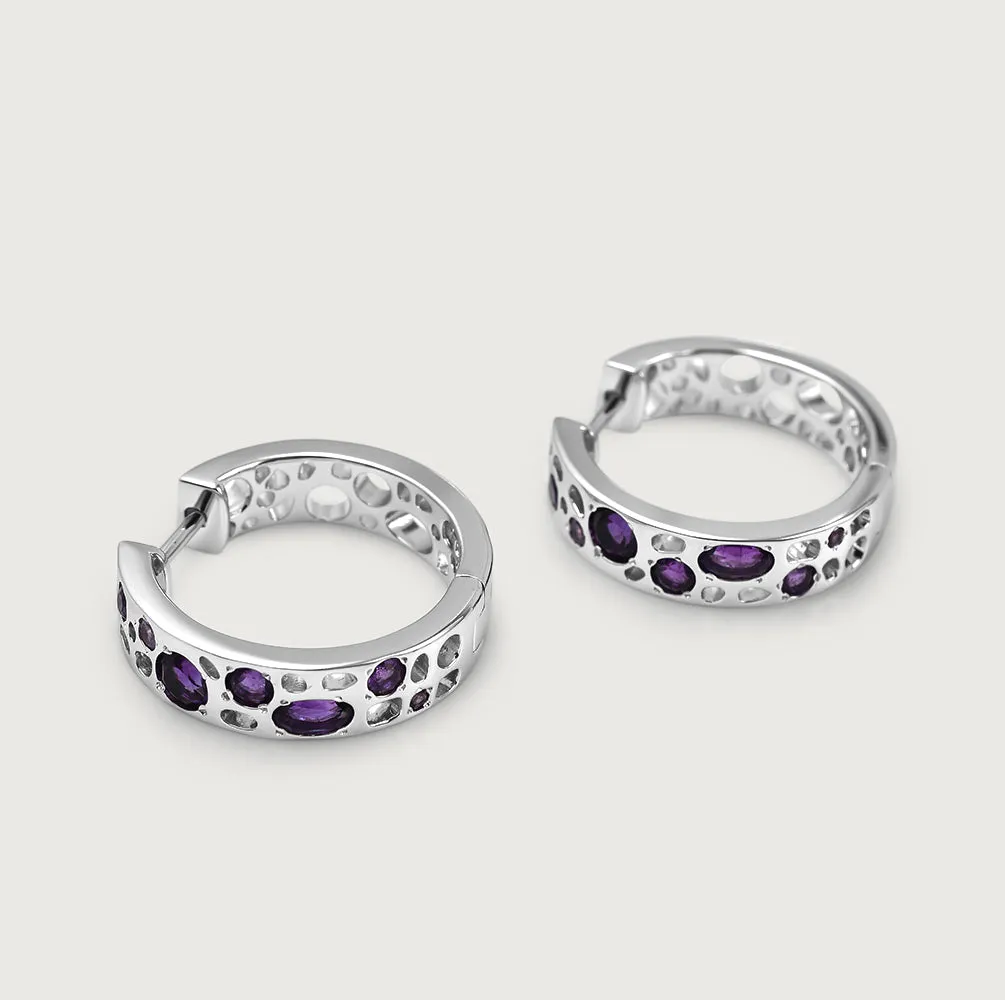 Amethyst Lattice Hoop Earrings