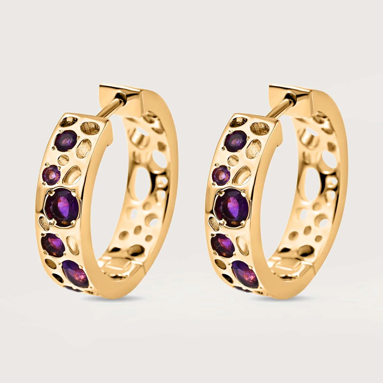 Amethyst Lattice Hoop Earrings