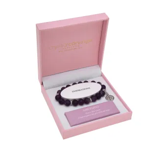 Amethyst Matte  Bracelet Tree Of Life Charm 10mm Bead in Pink Box