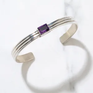 Amethyst Navajo USA Native American Made 925 Sterling Silver Cuff