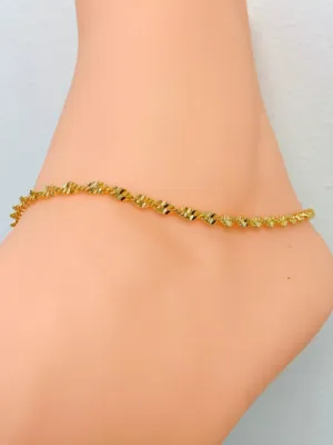 Anklet Bracelet For Women 10" / 18K Gold Filled Spiral Anklet Bracelet EXTENSION 1.5" / Sneak Anklet Bracelet / Women's Bracelet / Pulsera de Pie Para Mujer / Tobillera en Oro Laminado