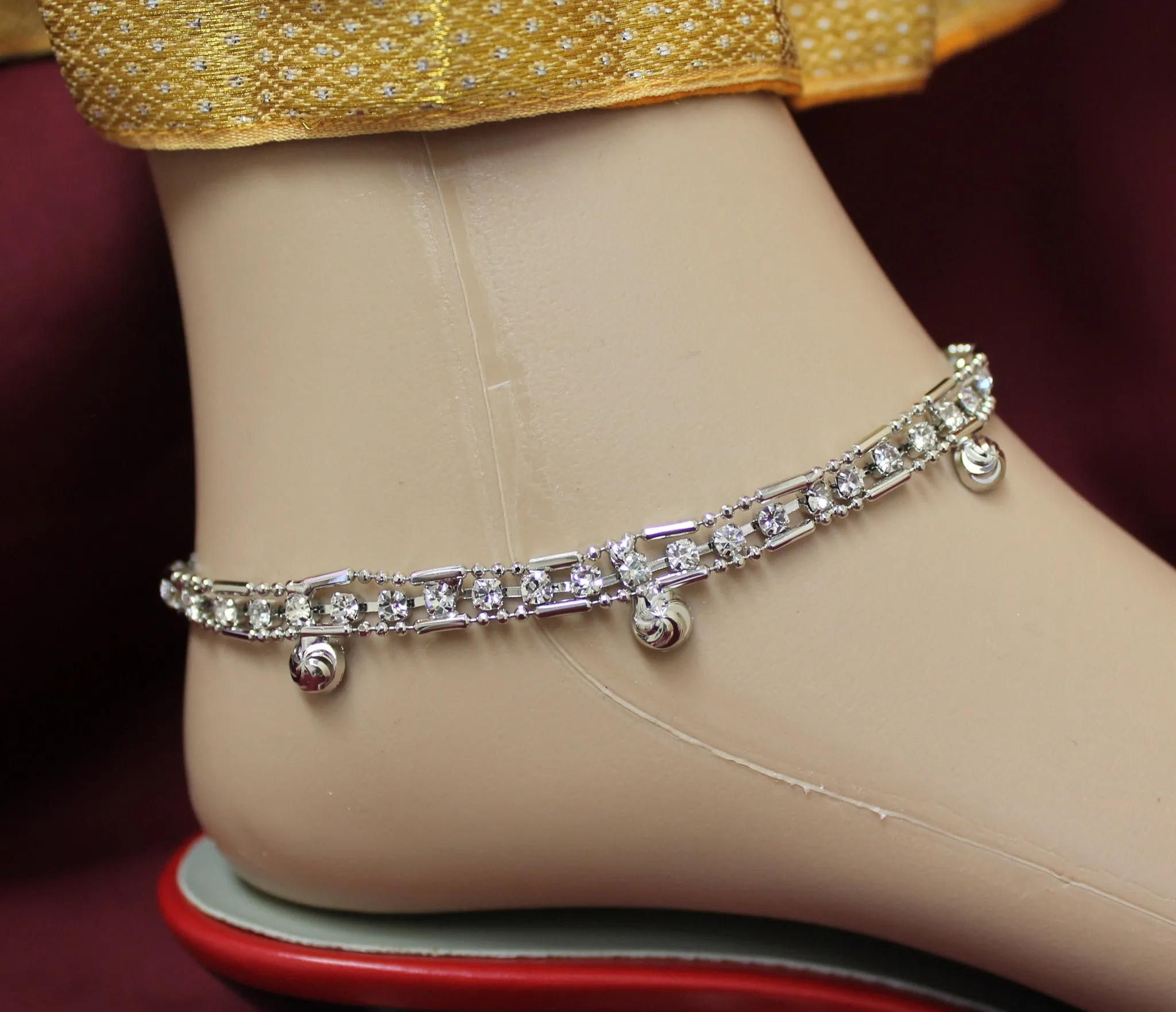 Anklet Payal 3097 Silver Indian Payal Shieno Sarees Pleasanton