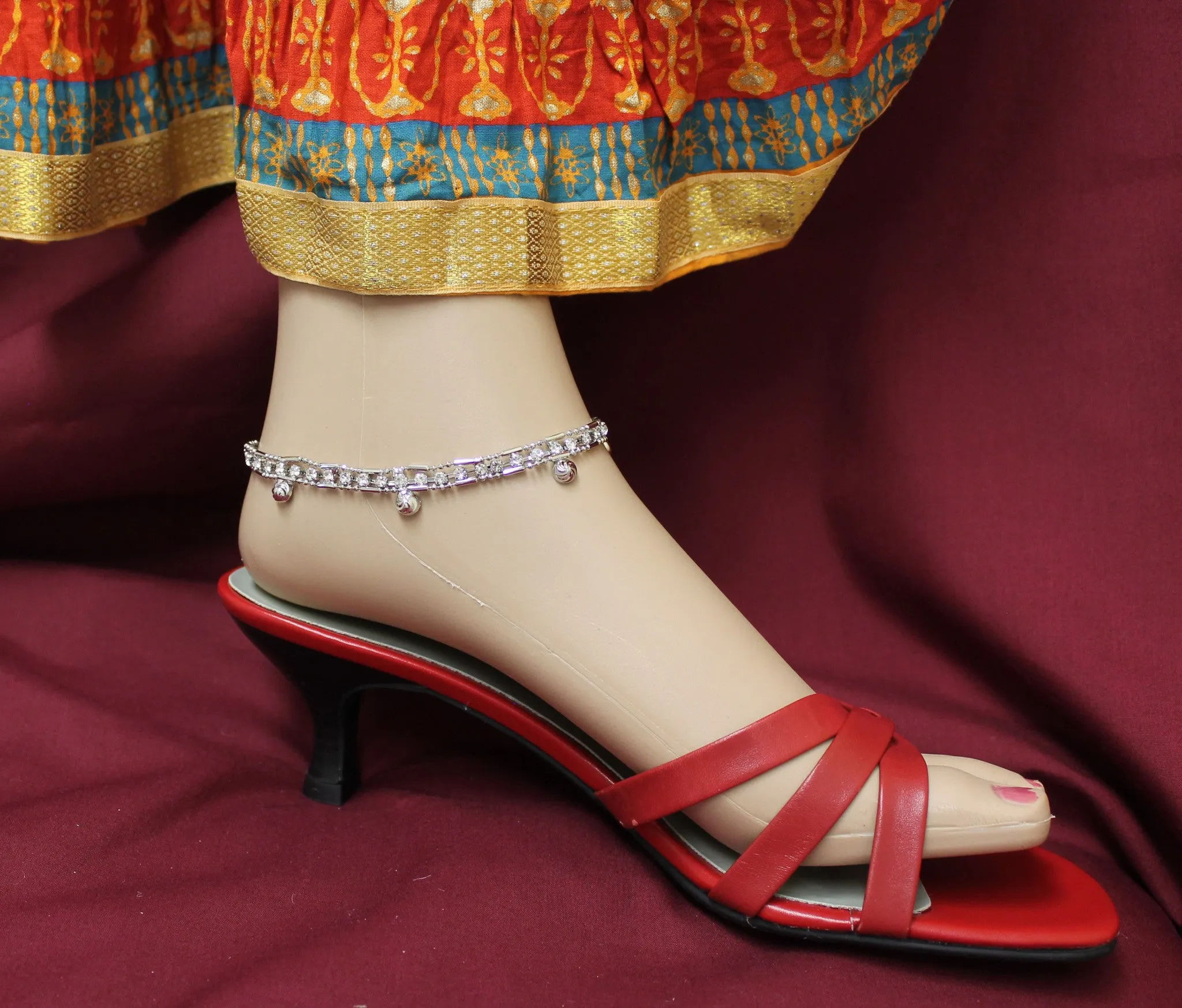 Anklet Payal 3097 Silver Indian Payal Shieno Sarees Pleasanton