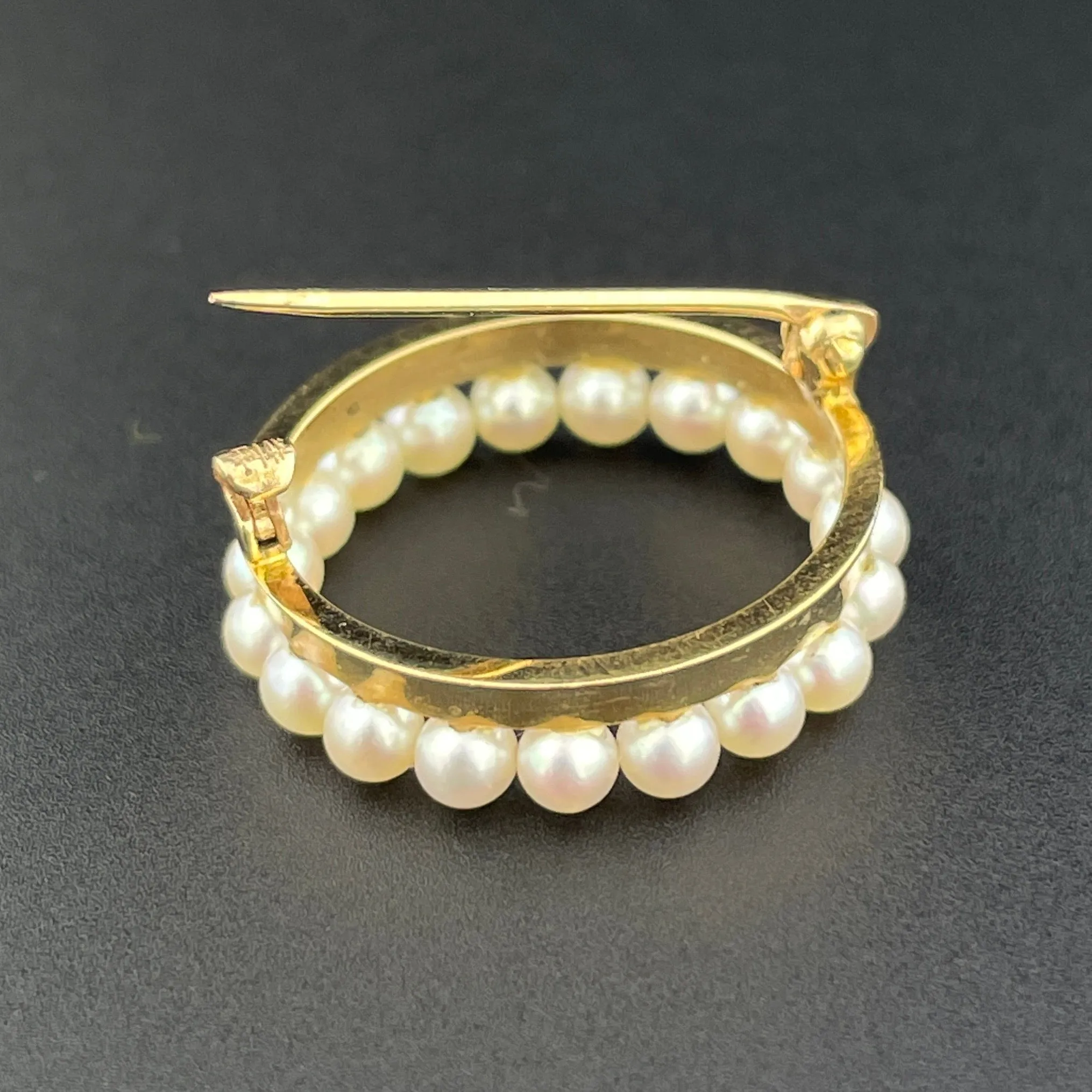 Antique Edwardian 14K Gold Pearl Round Circle Brooch