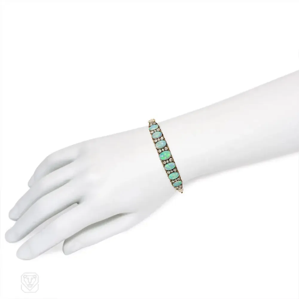 Antique opal and diamond bracelet, England