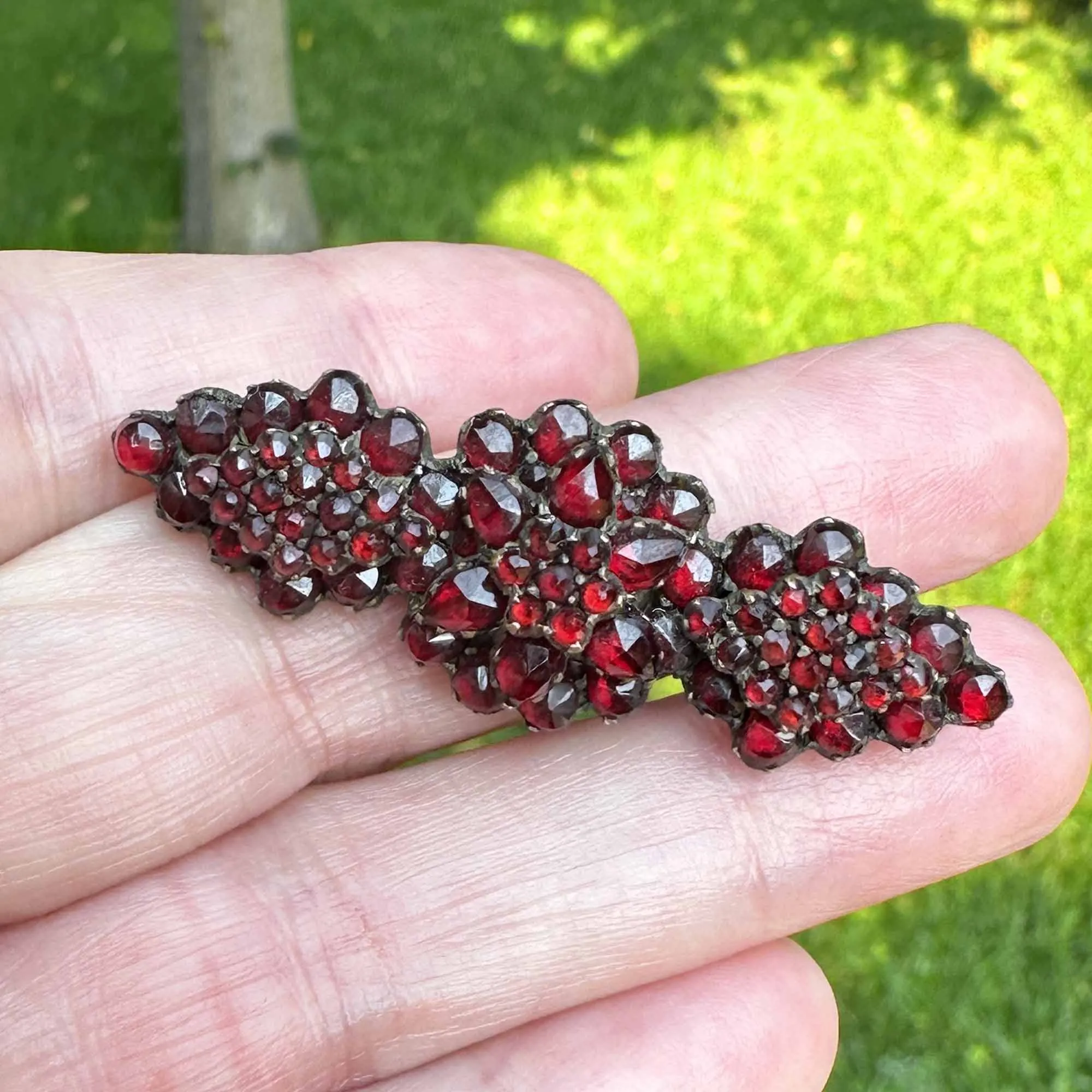 Antique Victorian Rose Cut Bohemian Garnet Brooch