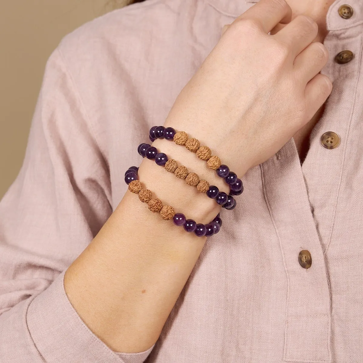 Astral | Amethyst x Rudraksha |  Mala Bracelet