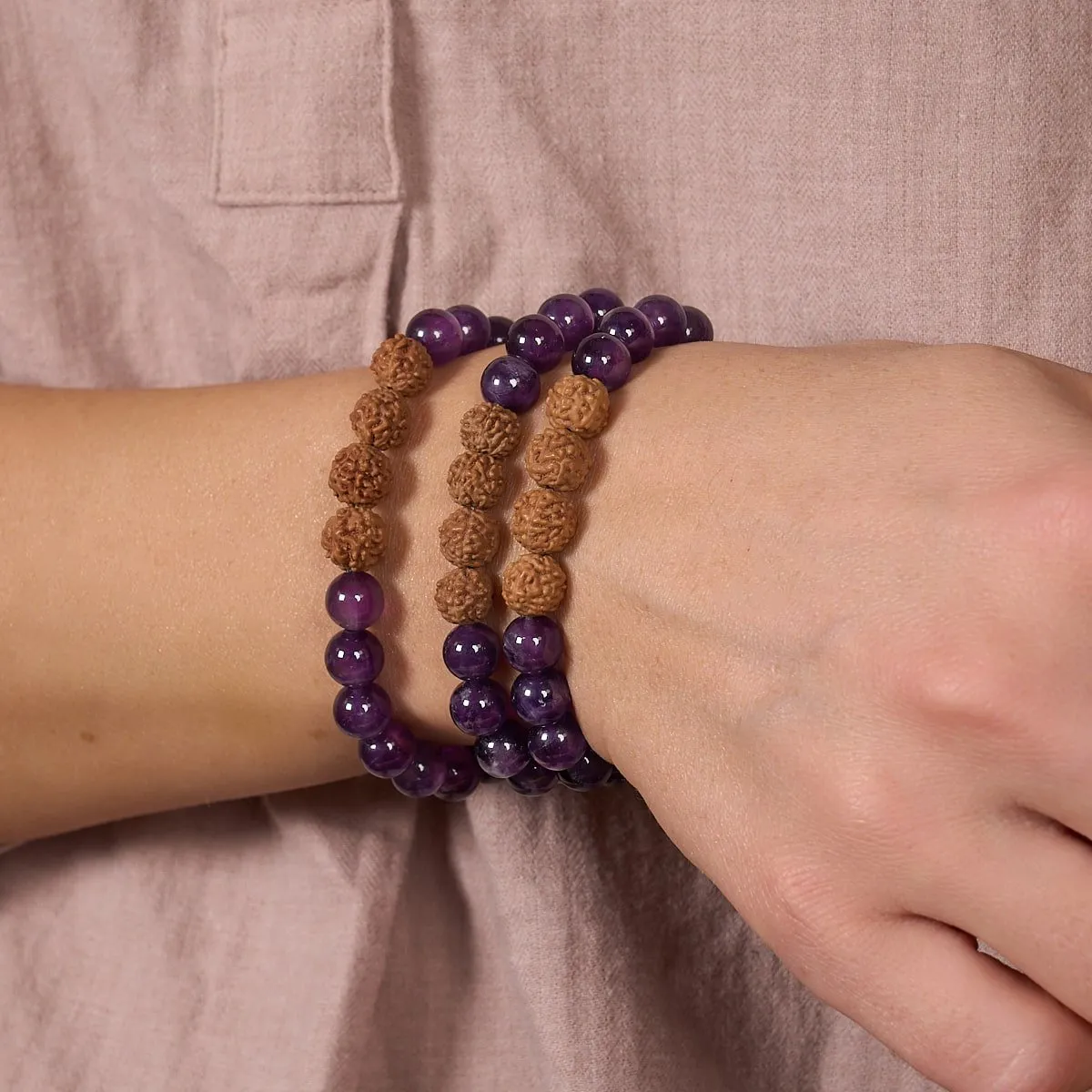 Astral | Amethyst x Rudraksha |  Mala Bracelet