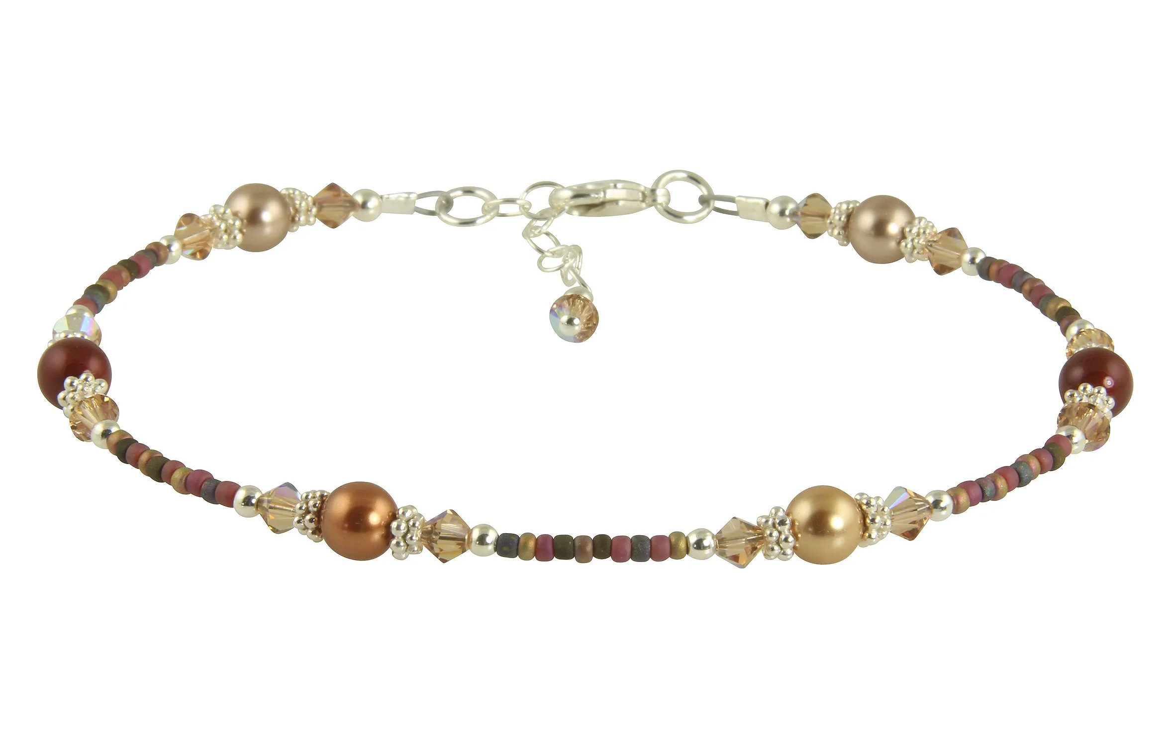 Autumn Brown Pearl Beaded Anklet