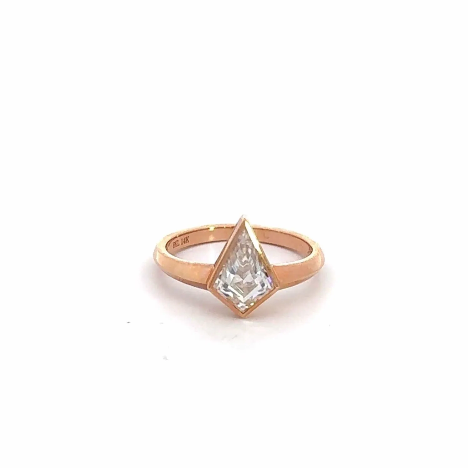 Baikalla 14k Rose Gold Kite Cut Moissanite Engagement Ring