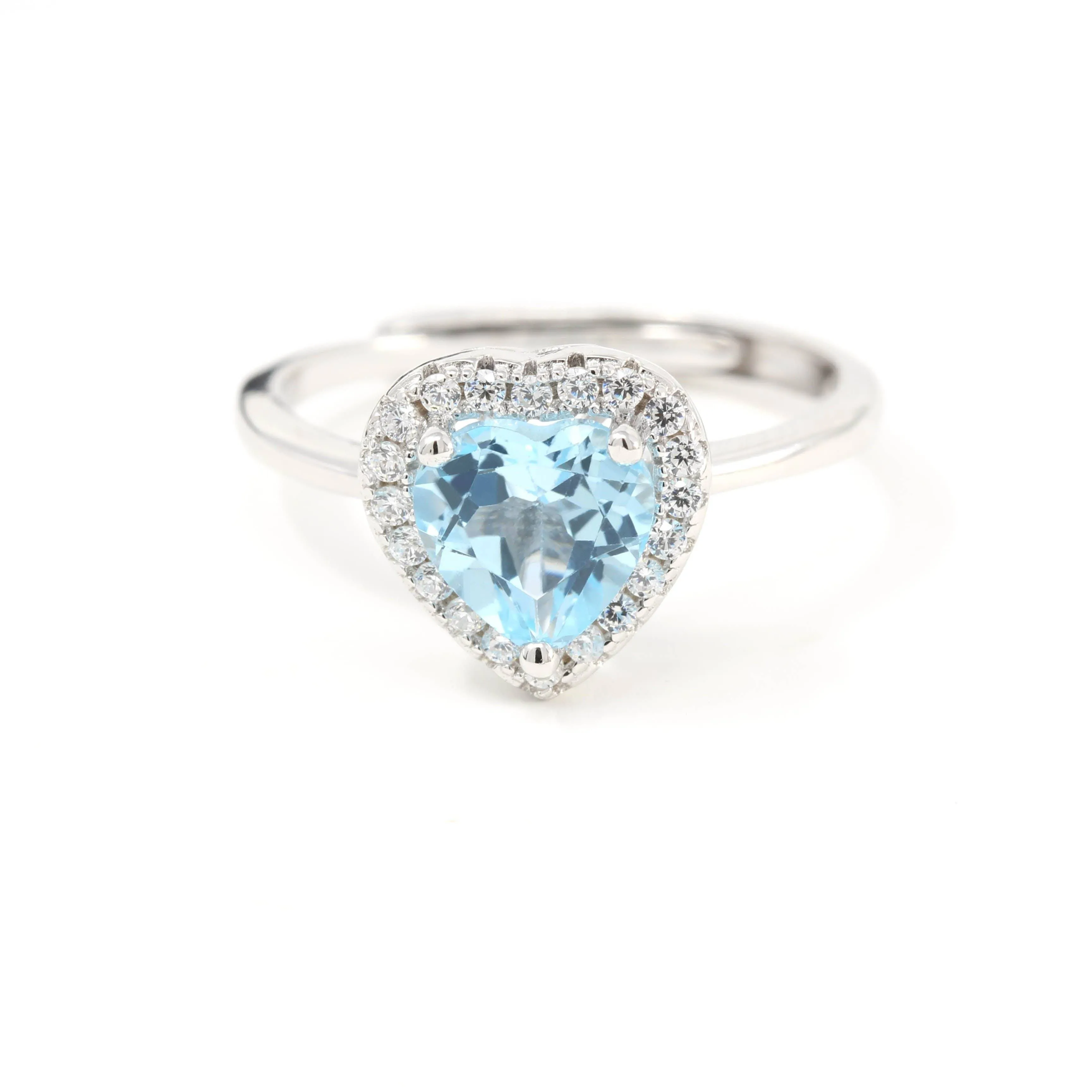 Baikalla™ Sterling Silver Natural Sky Blue Heart Topaz Ring