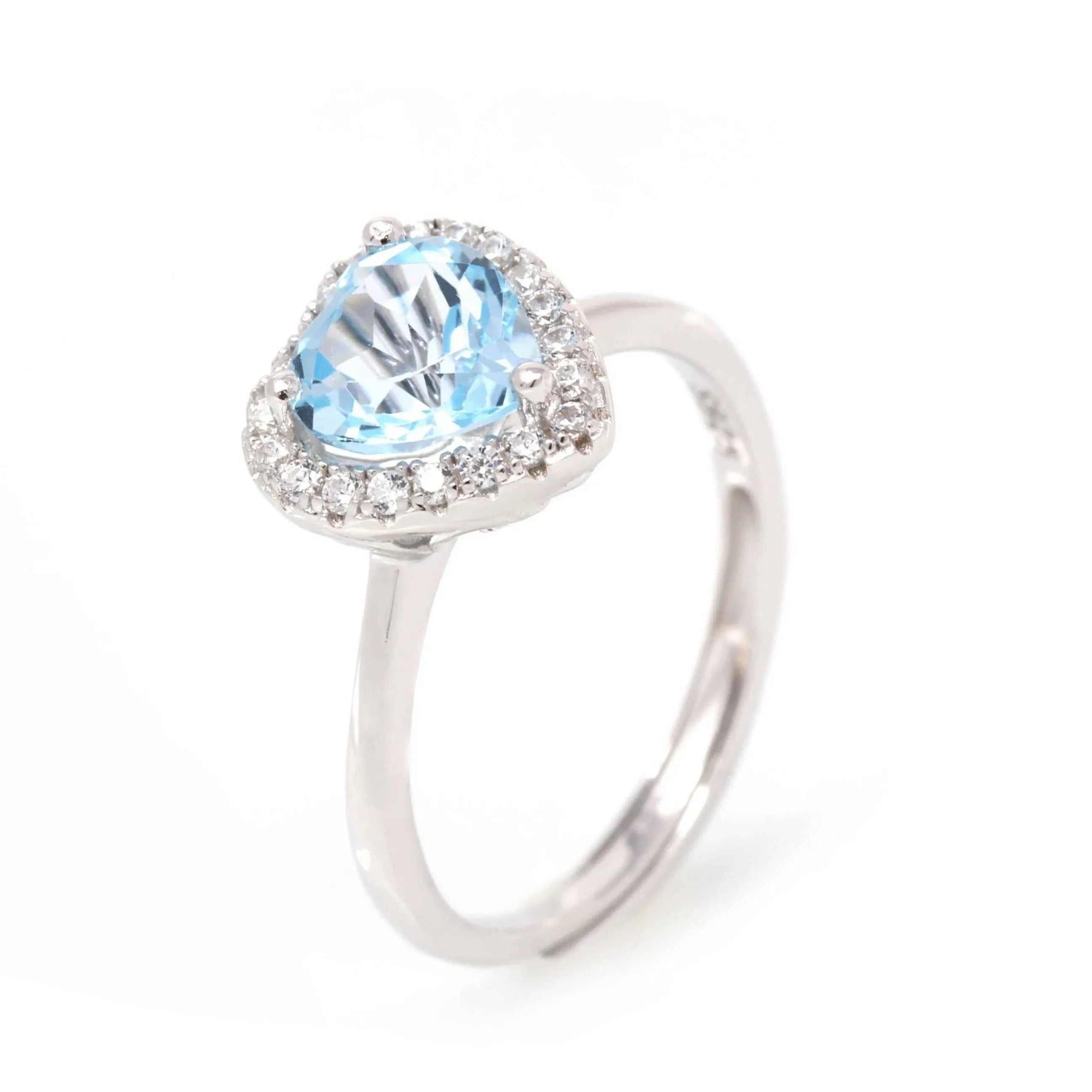 Baikalla™ Sterling Silver Natural Sky Blue Heart Topaz Ring