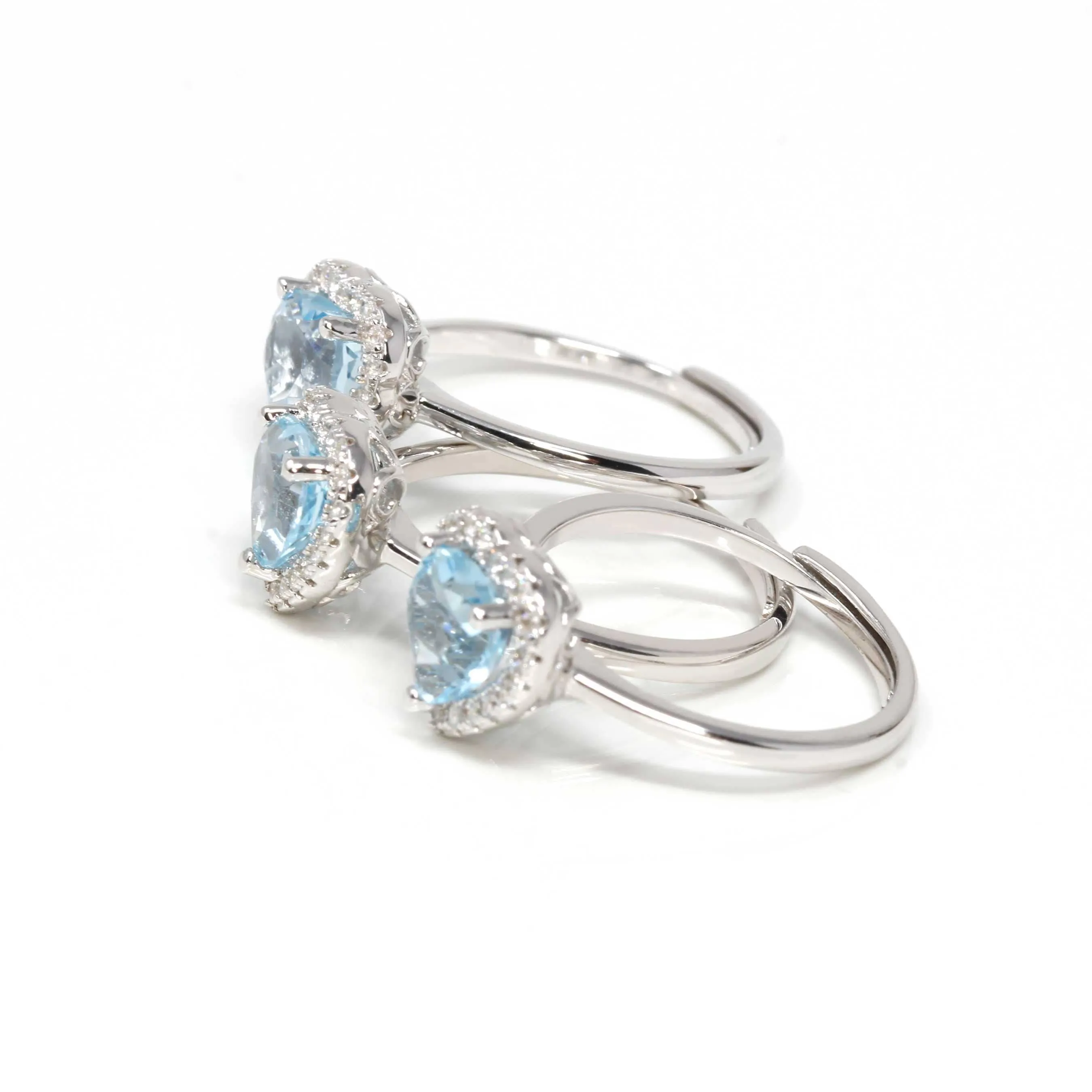 Baikalla™ Sterling Silver Natural Sky Blue Heart Topaz Ring