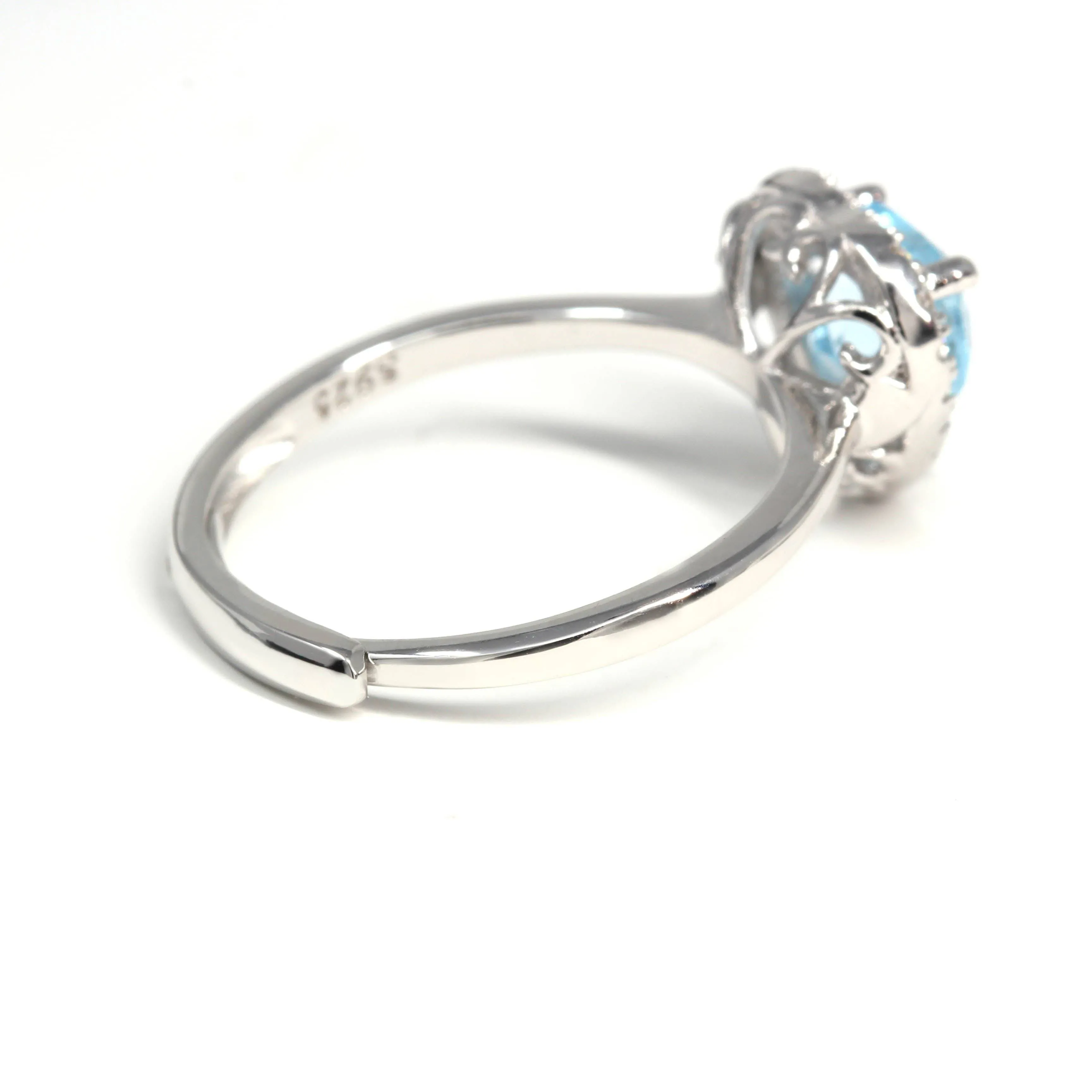 Baikalla™ Sterling Silver Natural Sky Blue Heart Topaz Ring