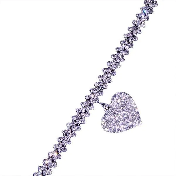 Beach Rhinestone Heart Anklet 50243492C