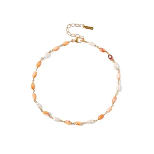 Beaded Anklet in Pearl & Lions Paw Mix