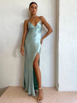 Bec and Bridge Ren Split Maxi Dress in Seafoam Green