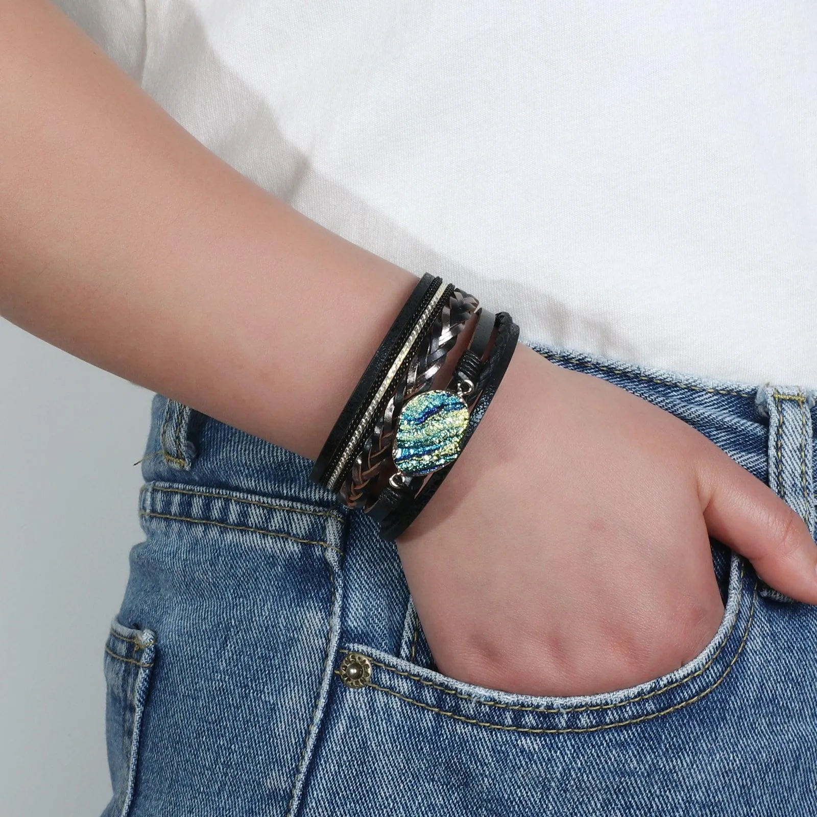 'Birralee' Charm Cuff Bracelet - black