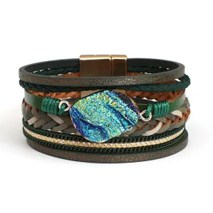 'Birralee' Charm Cuff Bracelet - green