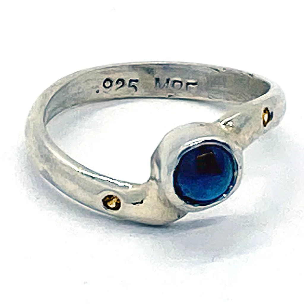 Blue Sapphire & Diamonds Ring (size 4 1/2)