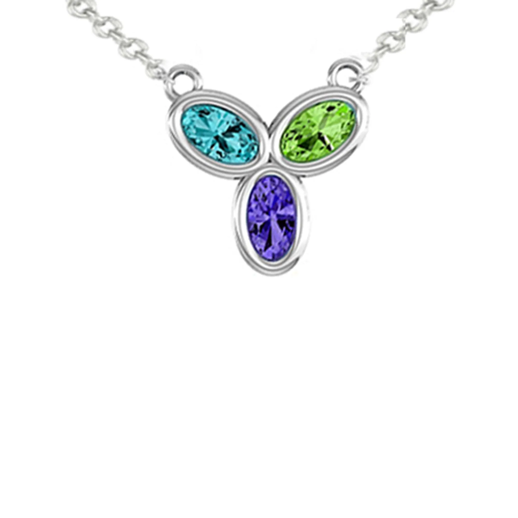 Blue Topaz, Amethyst, and Peridot Silver Necklace