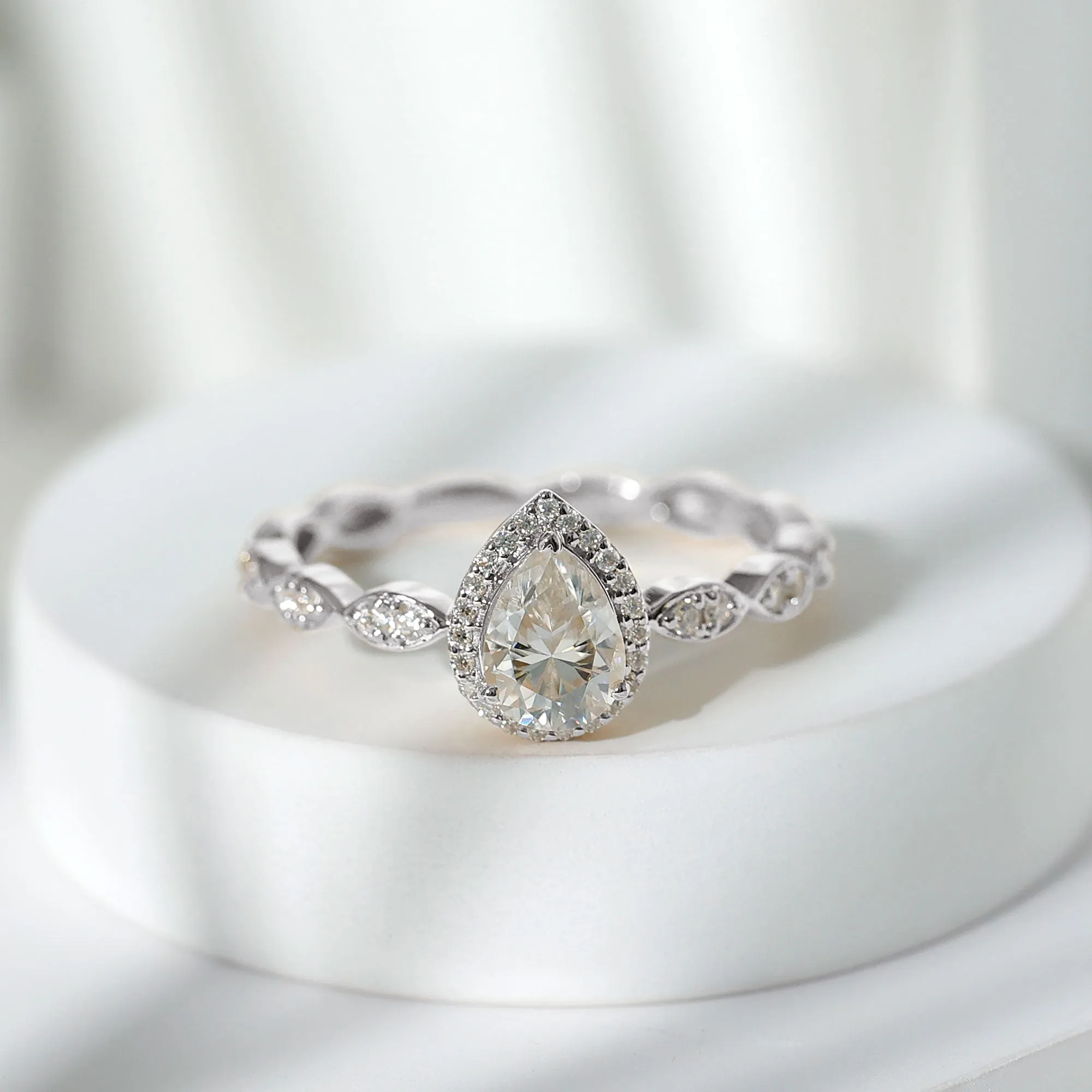 Classic Moissanite Teardrop Engagement Ring