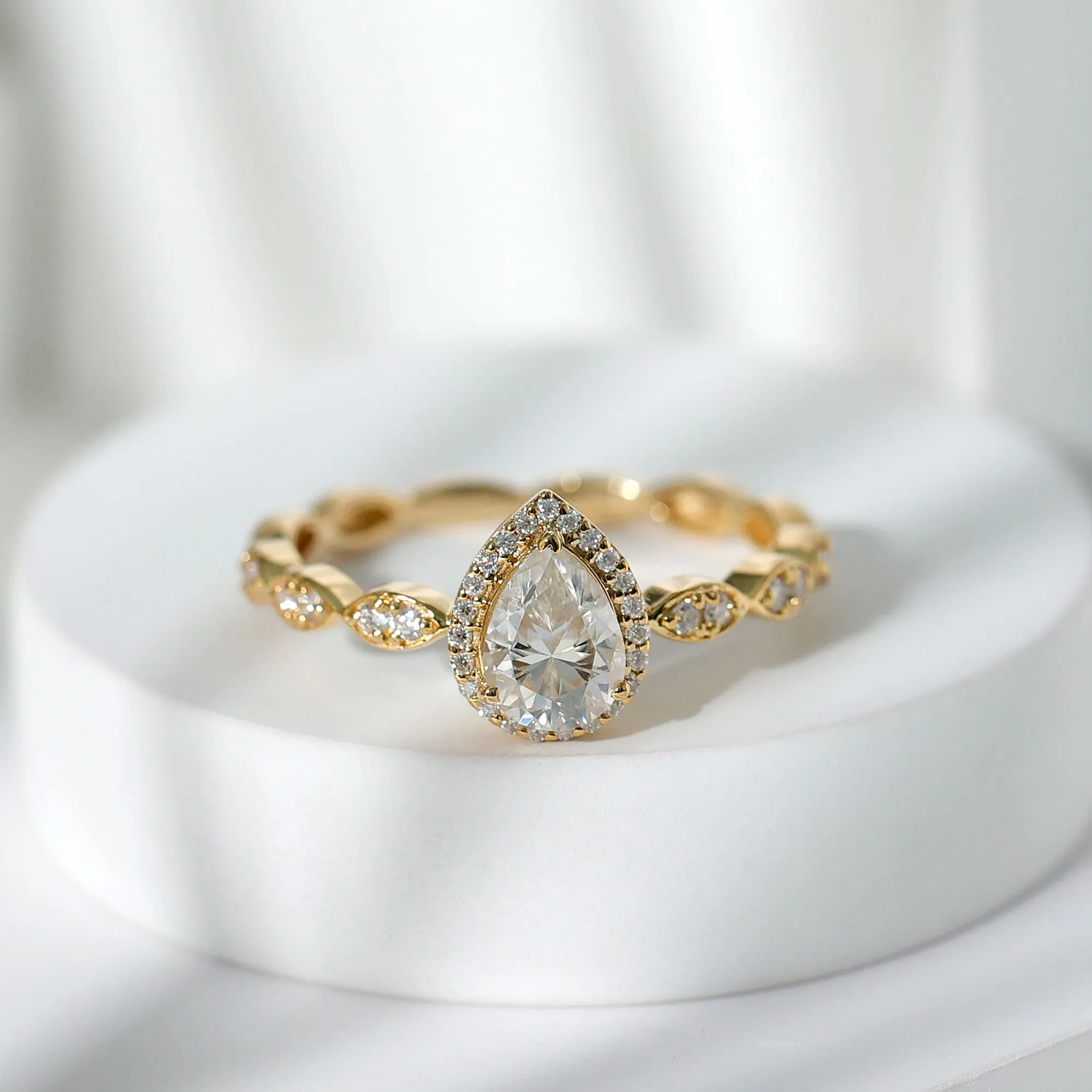 Classic Moissanite Teardrop Engagement Ring