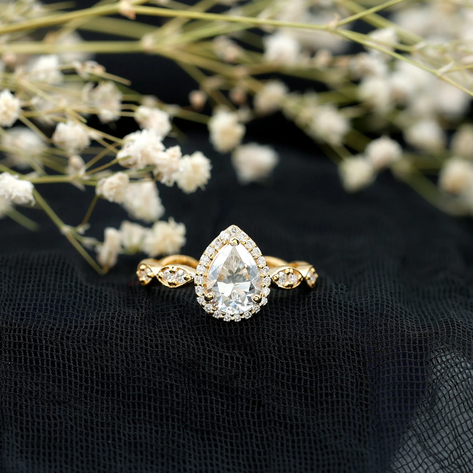 Classic Moissanite Teardrop Engagement Ring