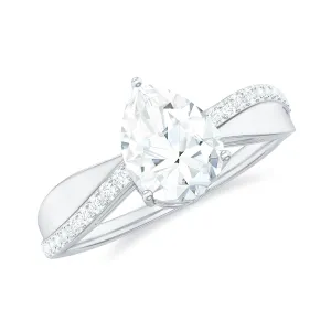 Classic Pear Cut Moissanite Solitaire Engagement Ring in Gold