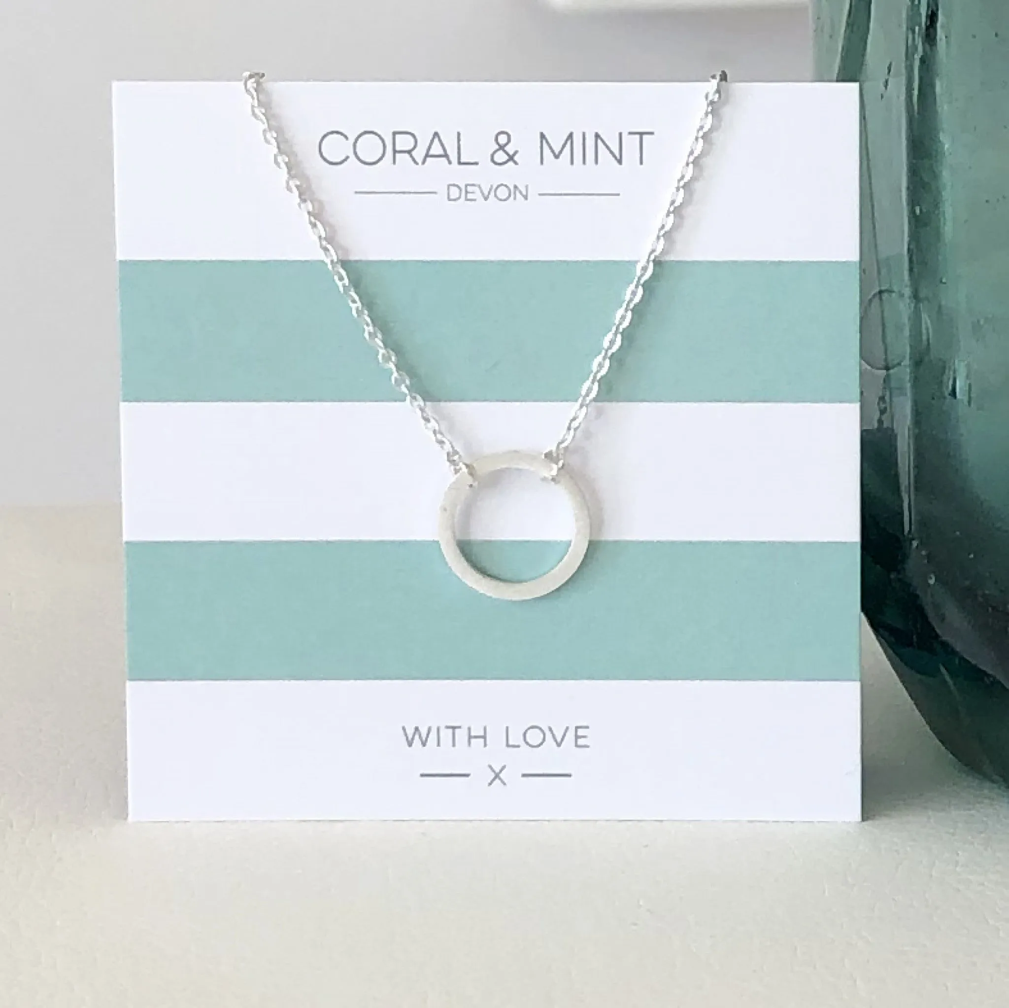 Coral And Mint Silver Eternity Necklace