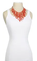 Coral Bead Branch Bib Necklace