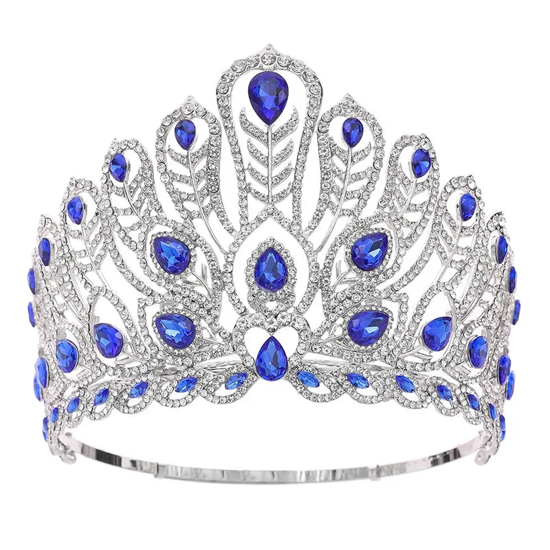 Crystal Rhinestone Peacock Tiara Crowns Party Prom Wedding Hair Jewelry Accessories