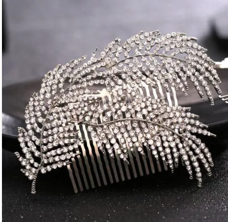 Crystal Vintage style 'Feathers'  Wedding Hair Slide Bride  hair clip Great Gatsby Vintage Glam Art Deco