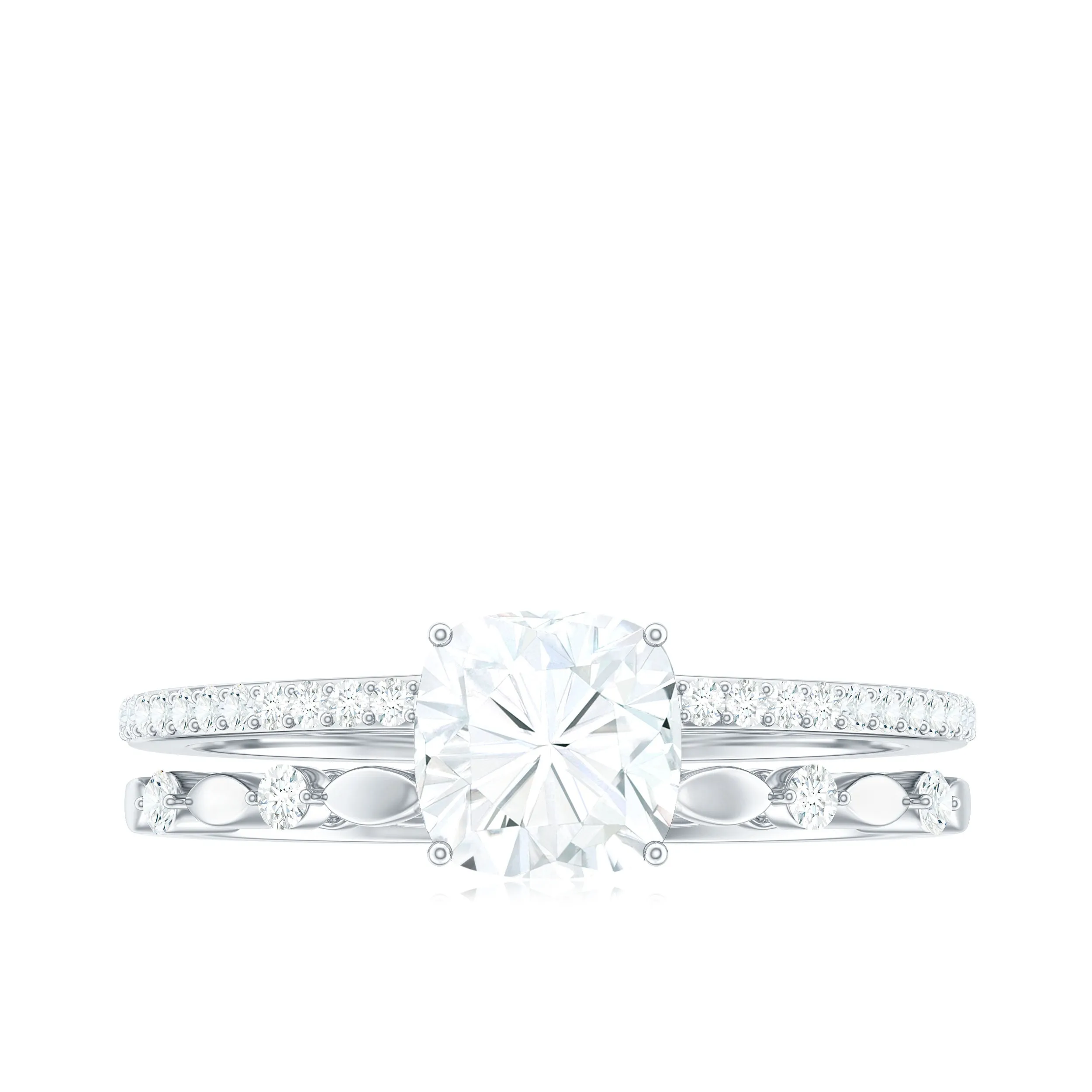 Cushion Cut Moissanite Solitaire Engagement Ring in Gold