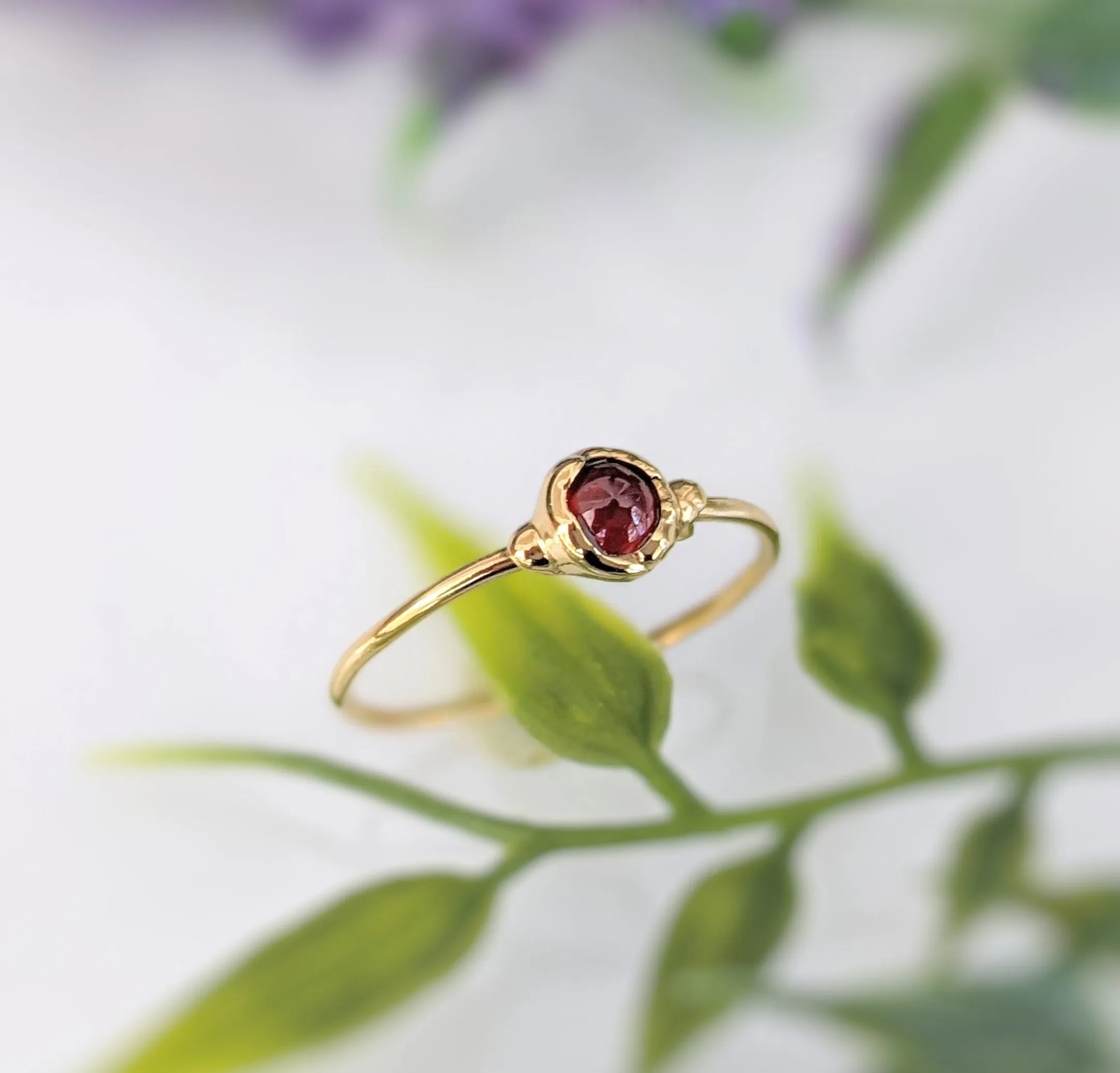 Dainty Garnet stacking ring