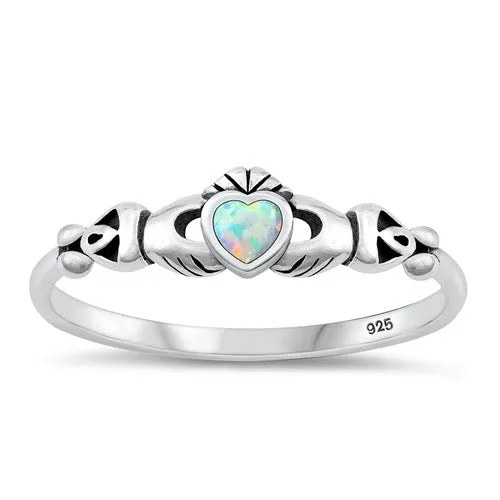 Delicate Opal Claddagh Ring