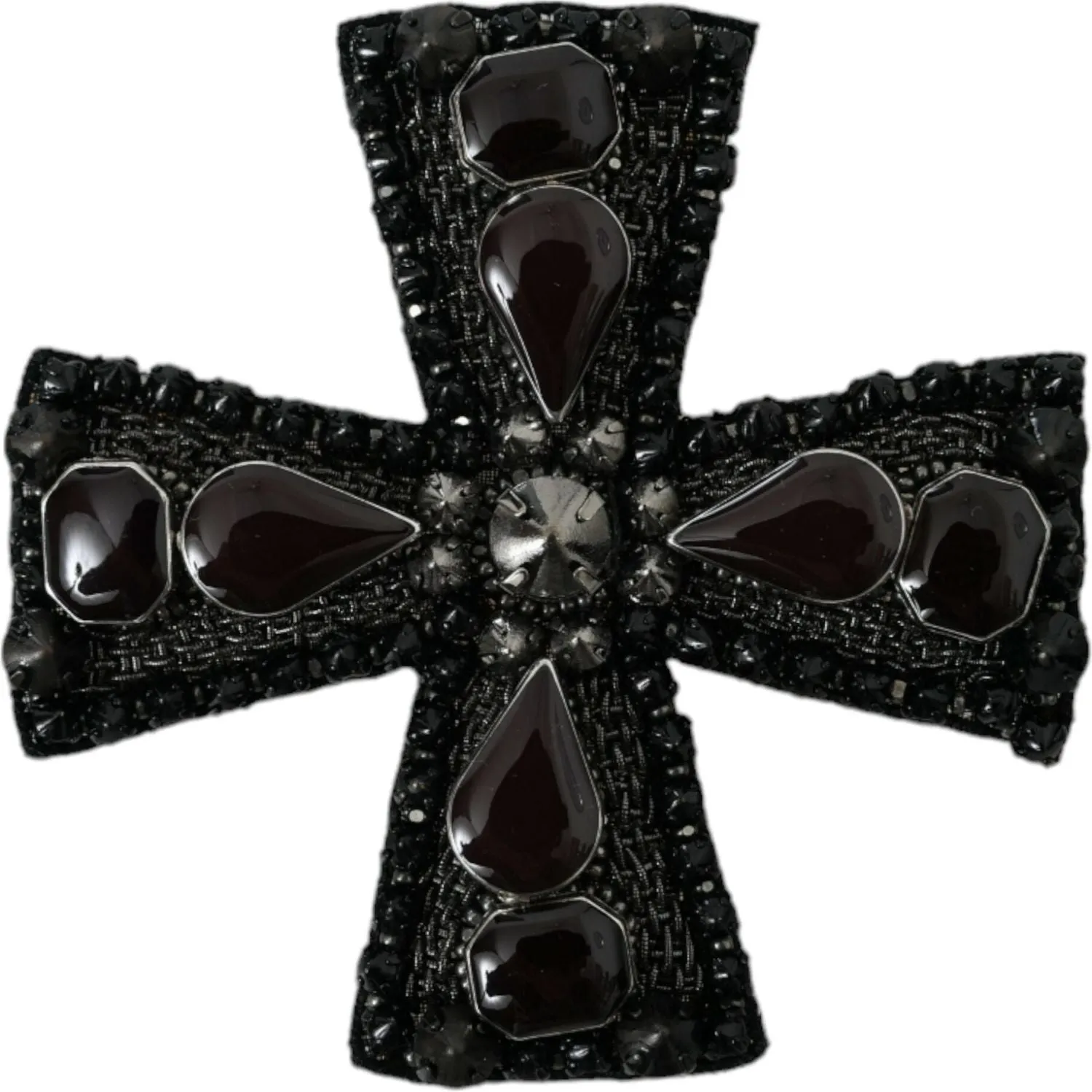 Dolce & Gabbana Black Crystals Embellished Cross Pin Brooch