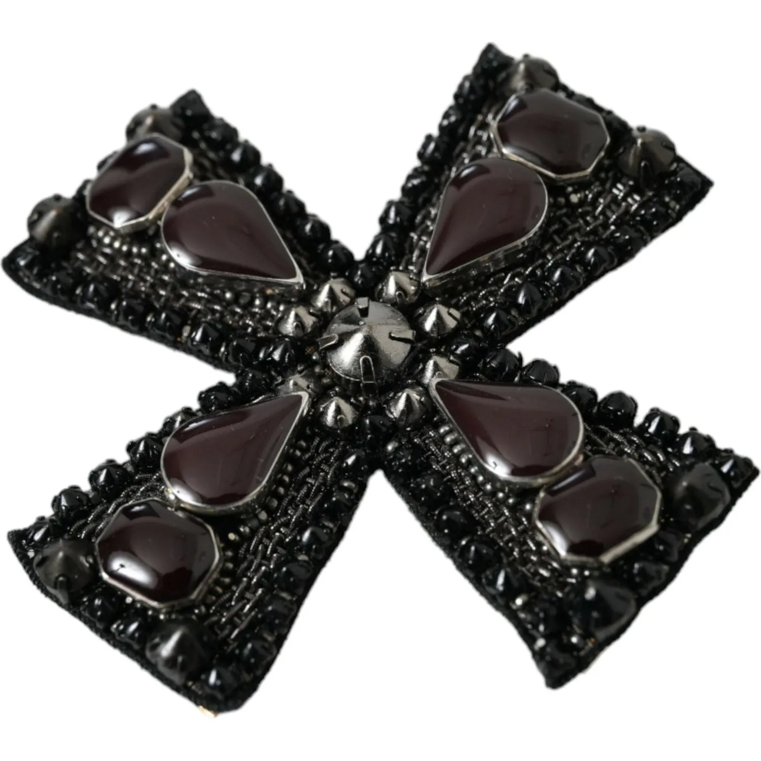 Dolce & Gabbana Black Crystals Embellished Cross Pin Brooch