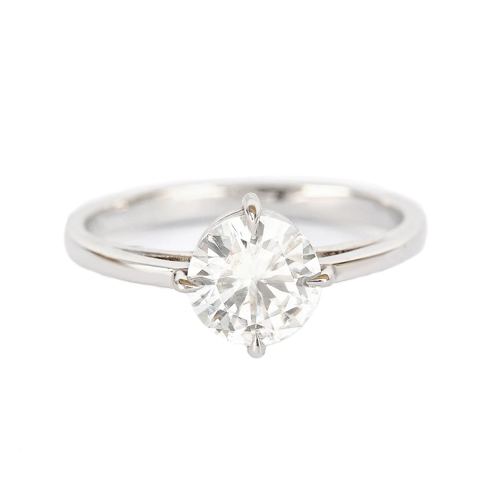 East west Solitaire Round Diamond Engagement Ring