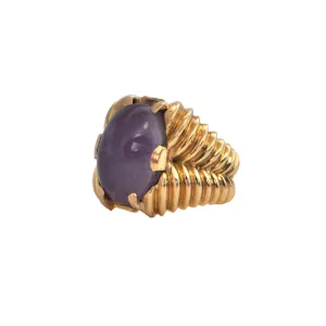 Estate 9.56CT Amethyst 18k Gold Cocktail Ring