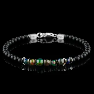 Ethiopian Black Opal - Black Agate Bracelet XII (3-7mm)