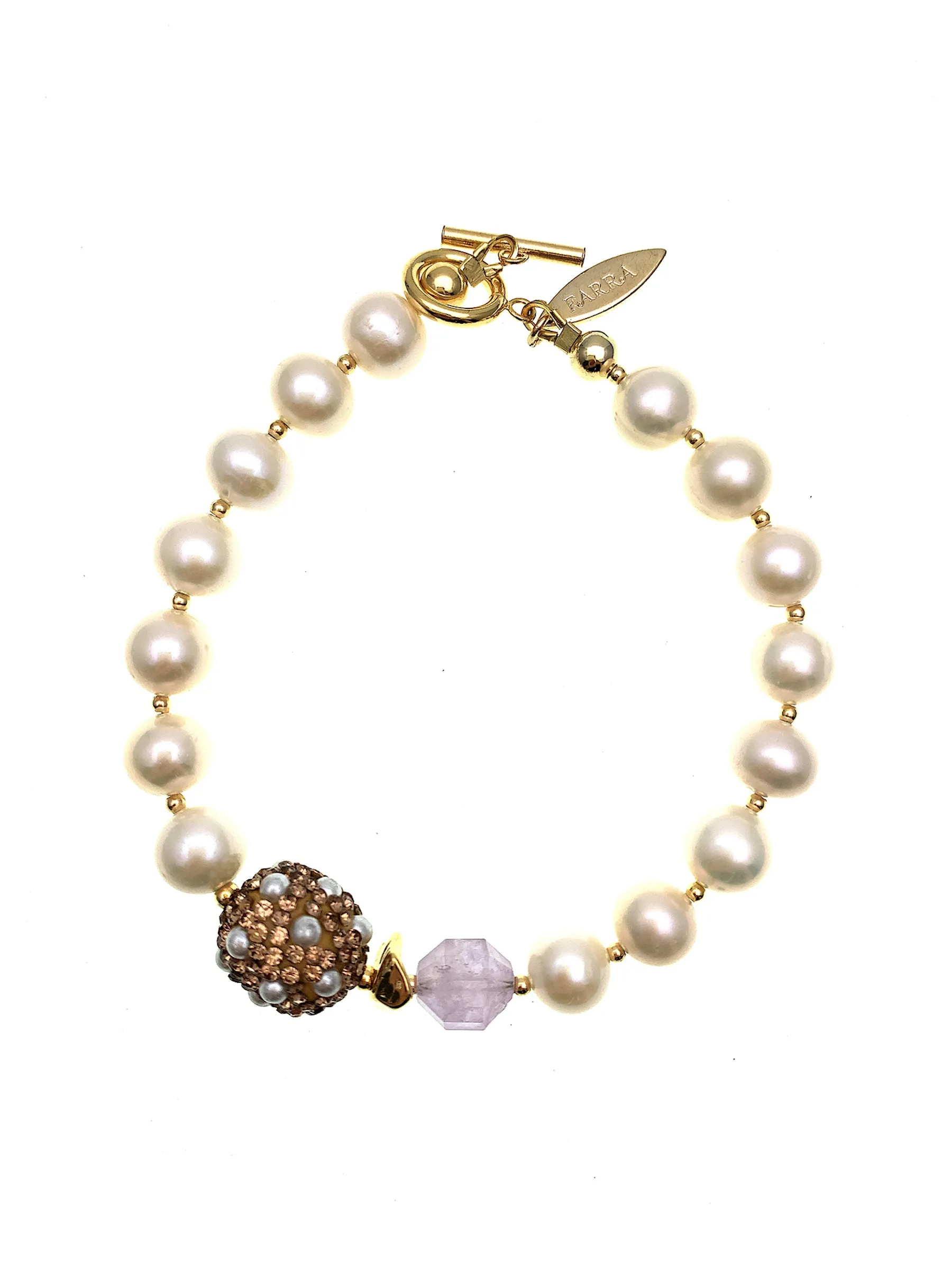 Freshwater Pearls With Faceted Amethyst Bracelet FB002