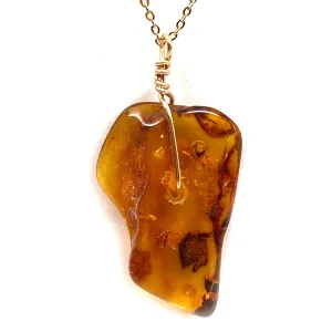 Genuine Natural Baltic Amber Necklace #15 - 16 Kt Gold plated chain necklace Handmade Jewelry - Great gift