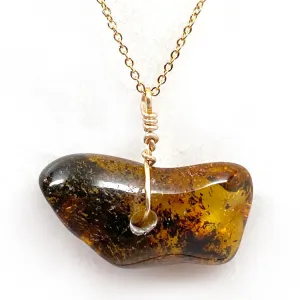 Genuine Natural Baltic Amber Necklace #16 - 16 Kt Gold plated chain necklace Handmade Jewelry - Great gift